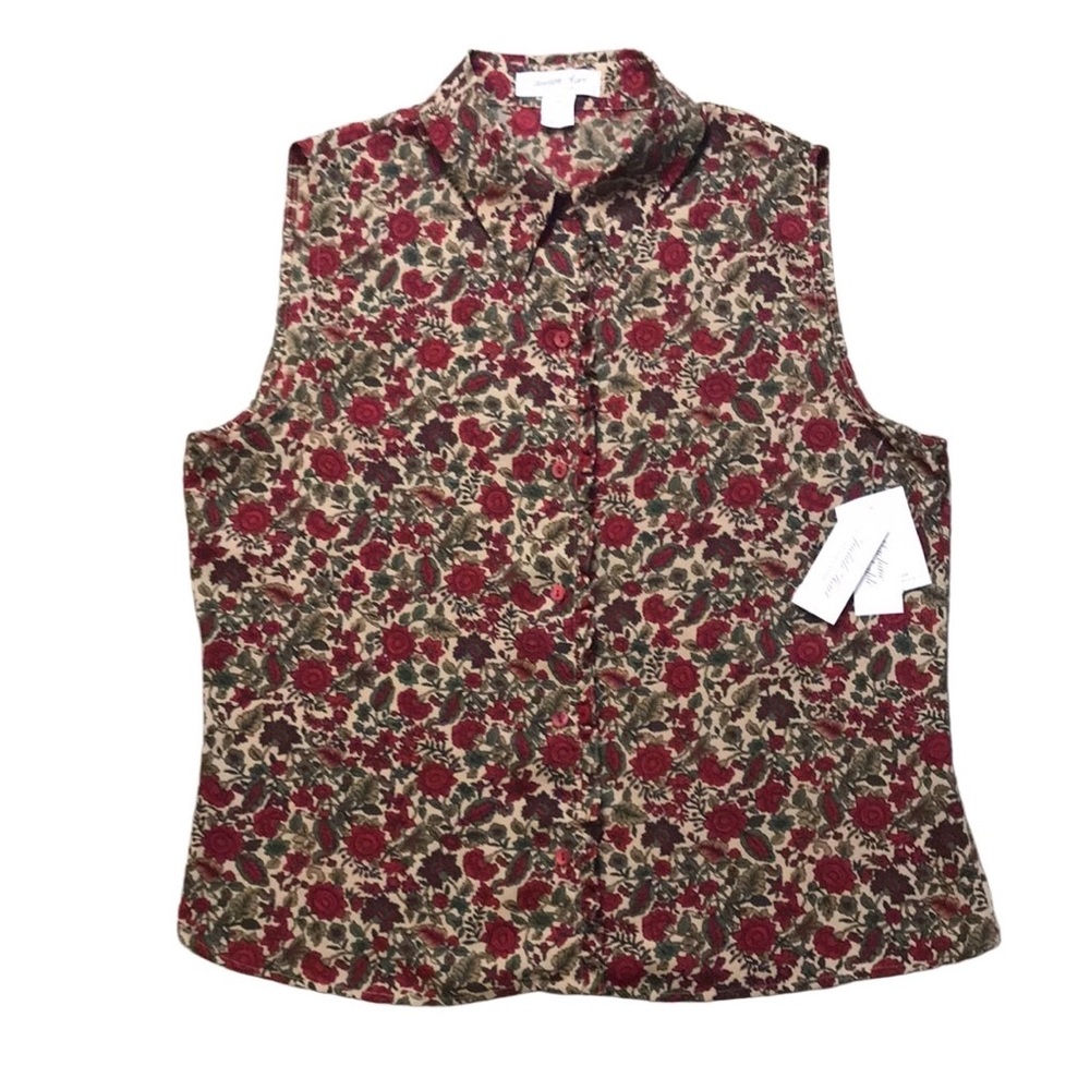 NWT Judith Hart Floral Button Front Sleeveless Blouse Size 14